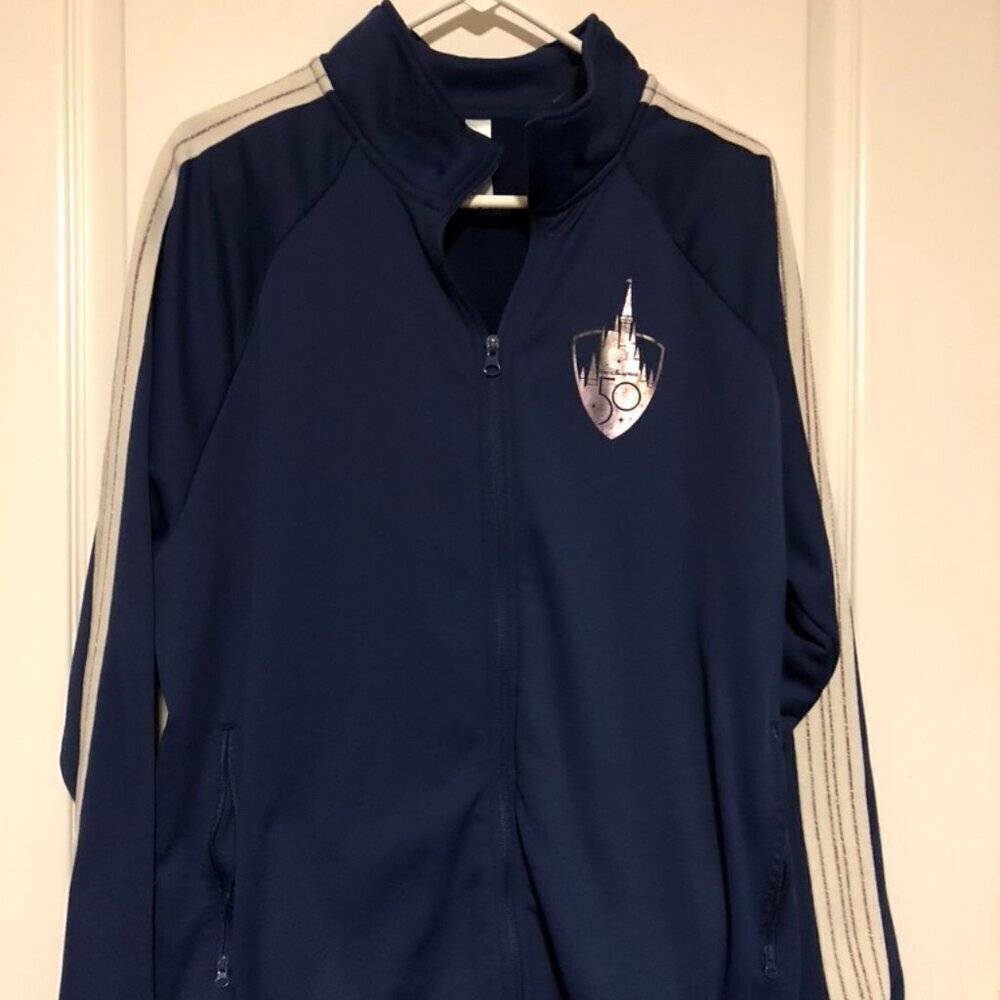 Walt Disney Jacket Blue 50th Anniversary Castle Full Zip Track Jacket XL - Picture 2 of 8